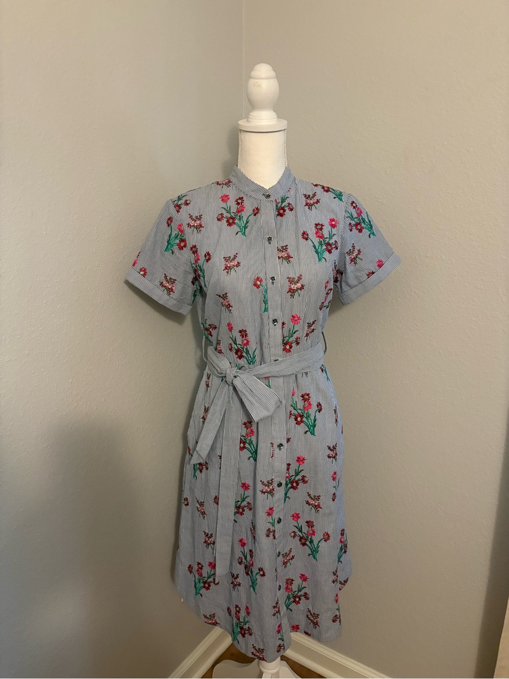 MAEVE Floral & Stripe Shirt Dress sz4